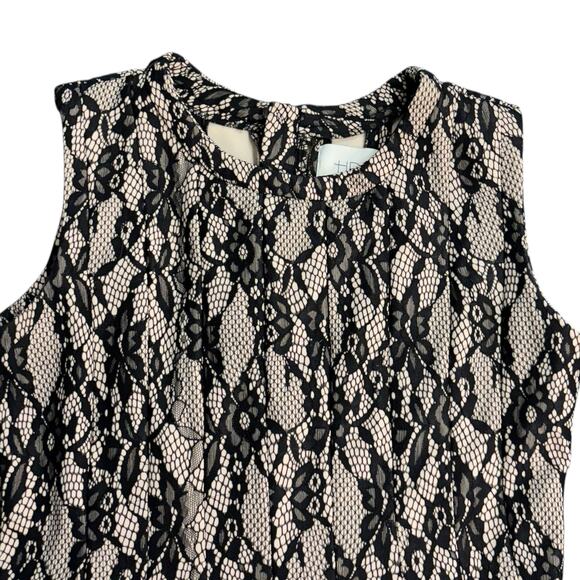 HD in Paris Anthropologie Dress Black Lace Overlay Sleeveless Cocktail Sheath L - Picture 7 of 11